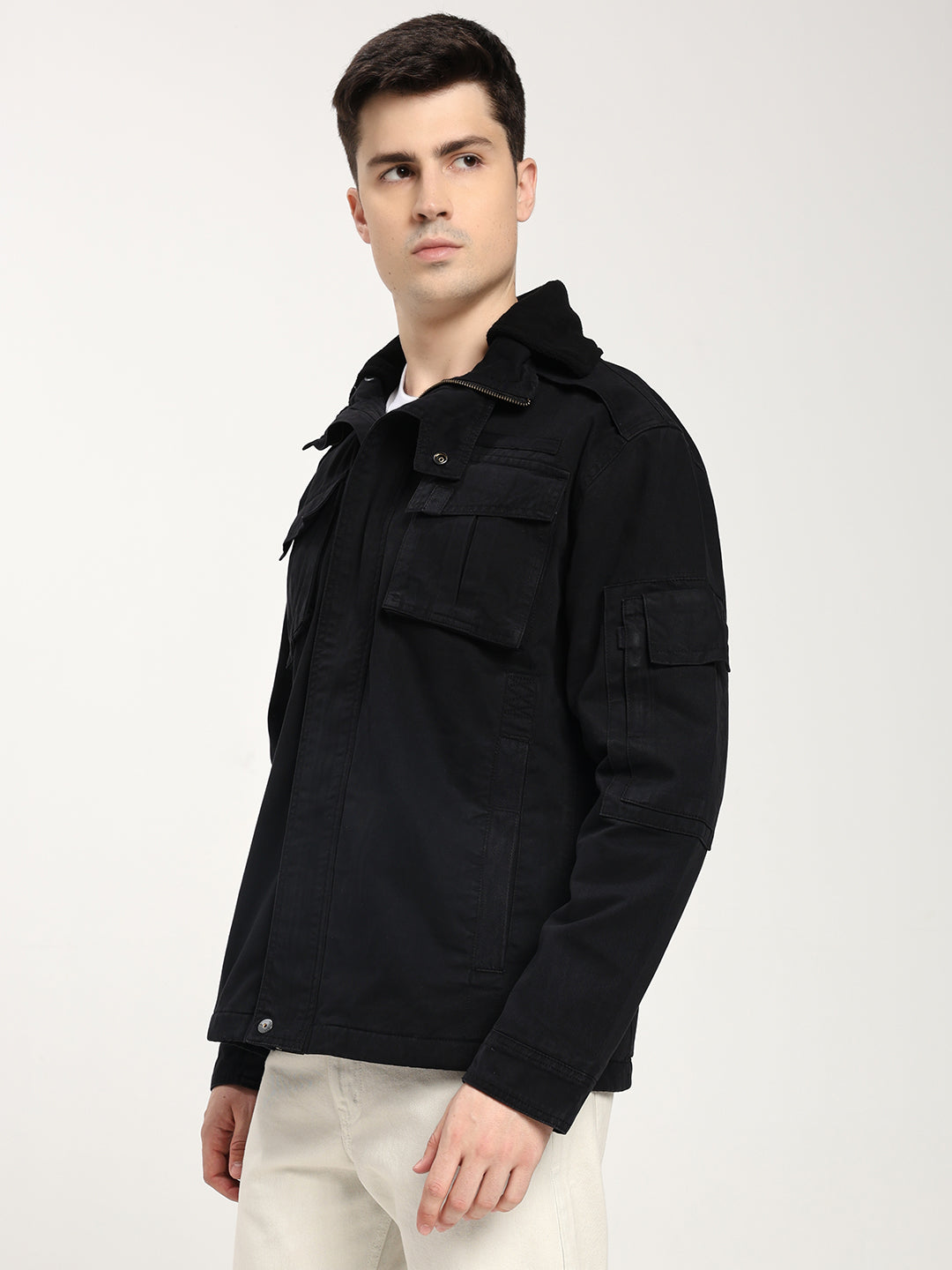 Classic Black Utility Jacket for Men