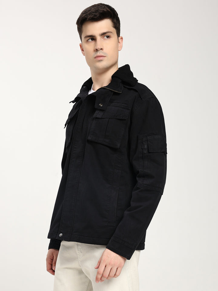 Classic Black Utility Jacket for Men
