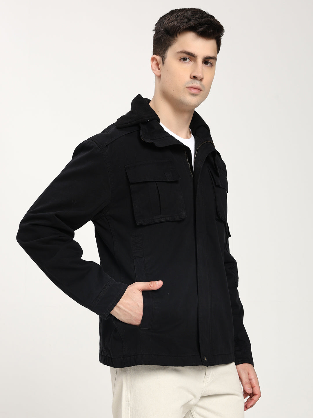 Classic Black Utility Jacket for Men