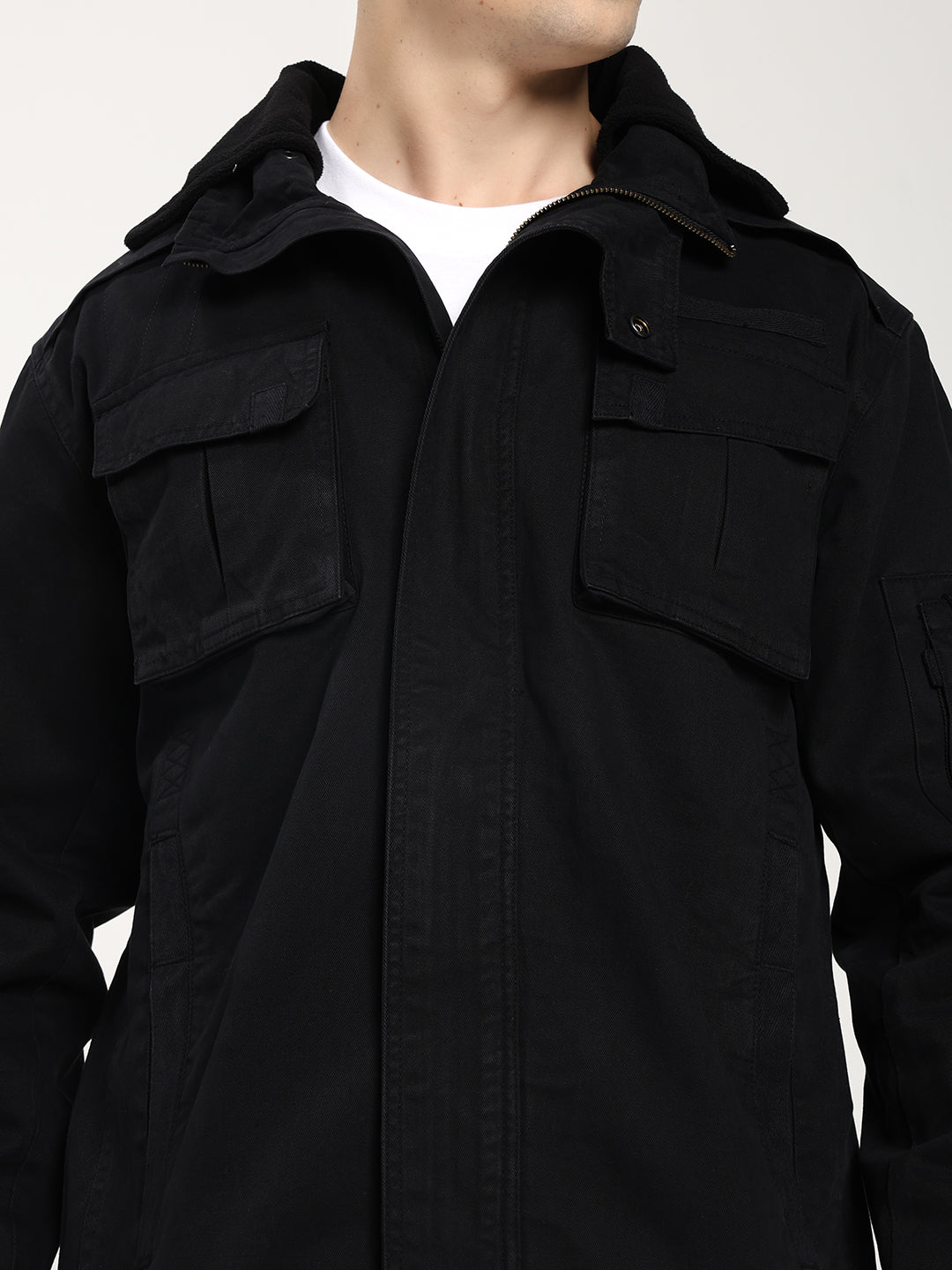 Classic Black Utility Jacket for Men