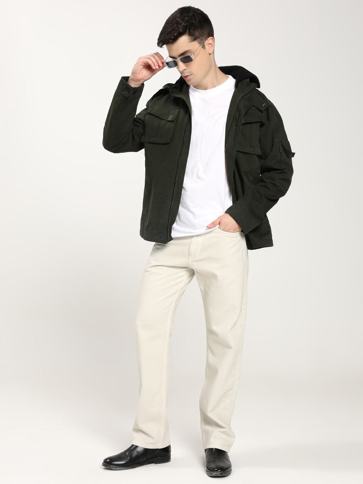 Men's Classic Olive Green Utility Jacket for Men