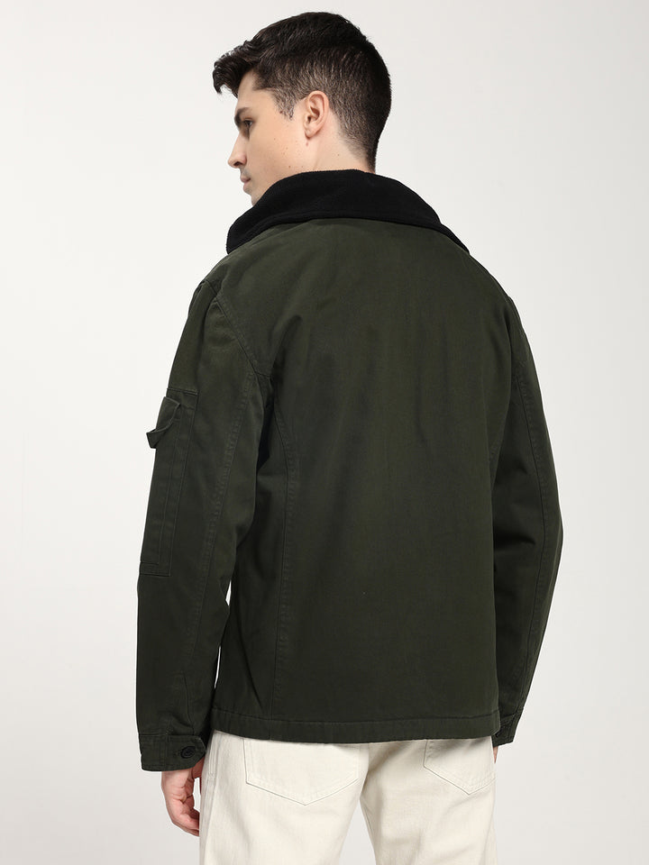 Men's Classic Olive Green Utility Jacket for Men
