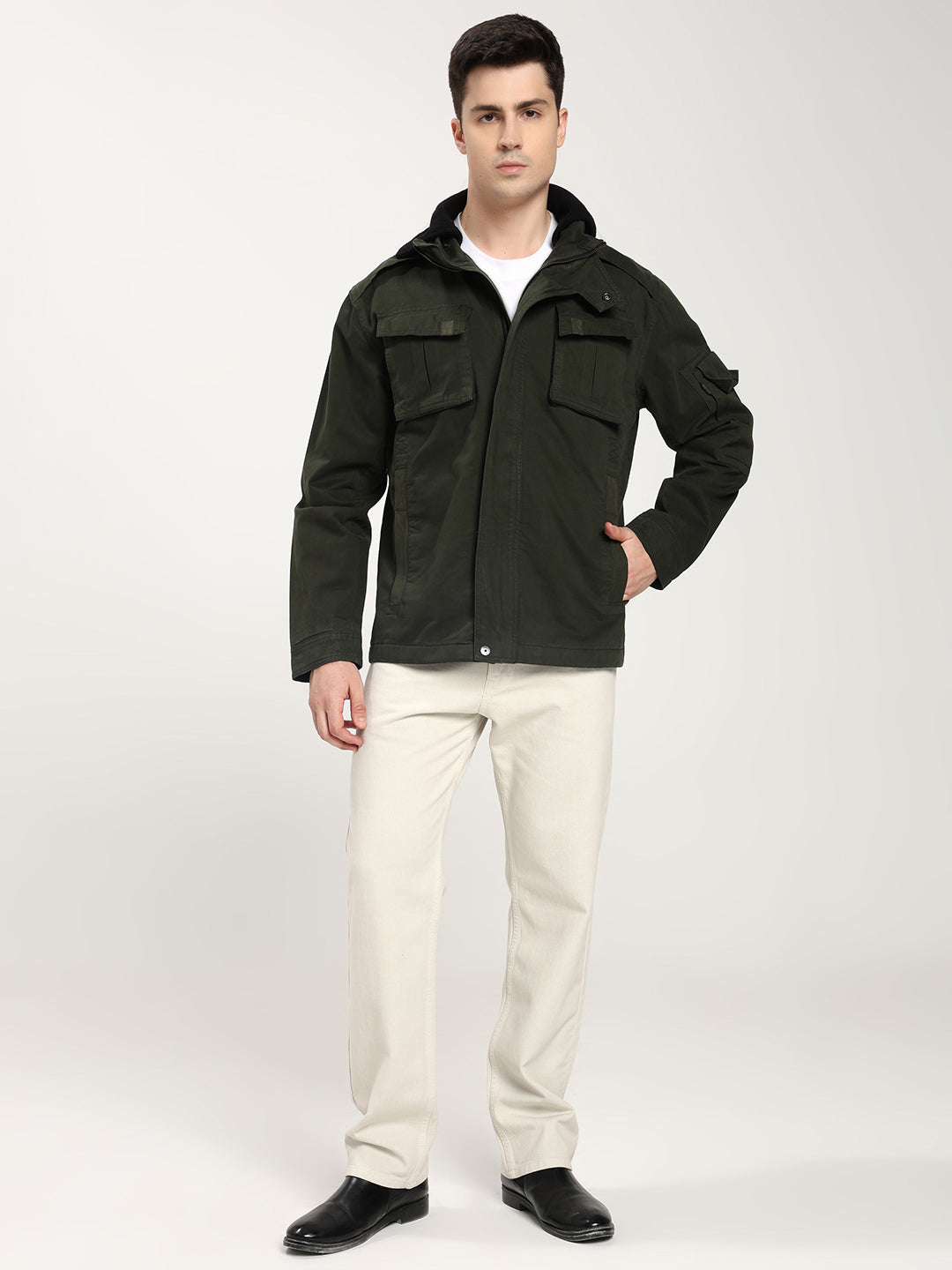 Men's Classic Olive Green Utility Jacket for Men