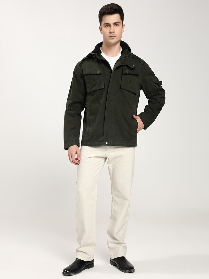 Men's Classic Olive Green Utility Jacket for Men