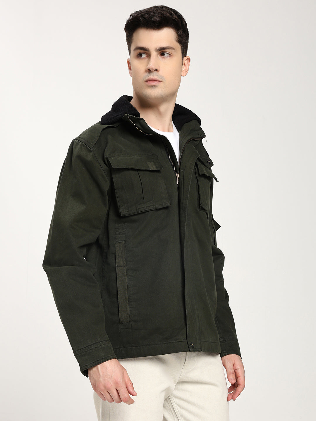 Men's Classic Olive Green Utility Jacket for Men