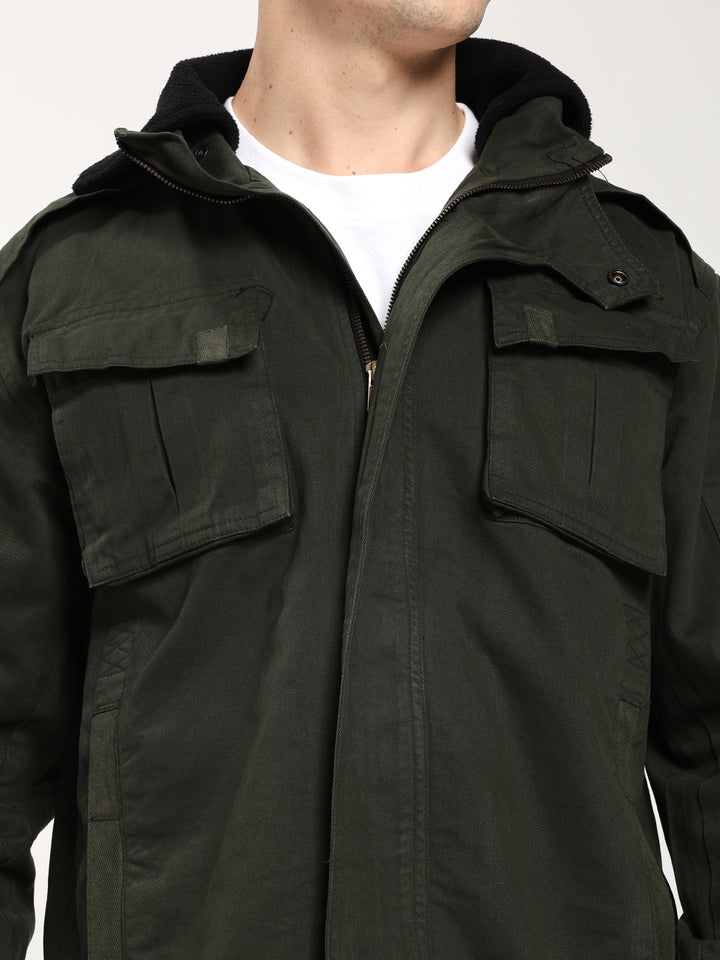 Men's Classic Olive Green Utility Jacket for Men