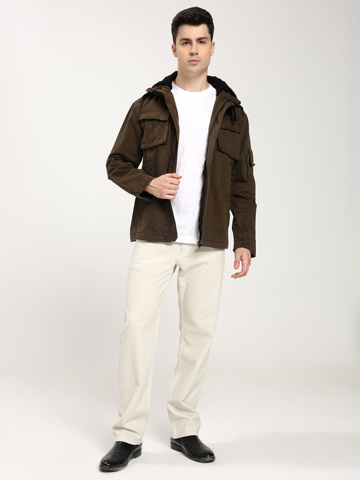 Classic Brown Utility Jacket for Men