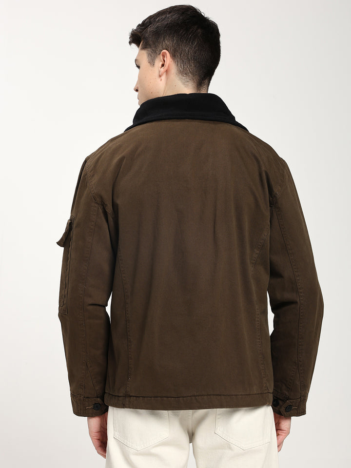 Classic Brown Utility Jacket for Men