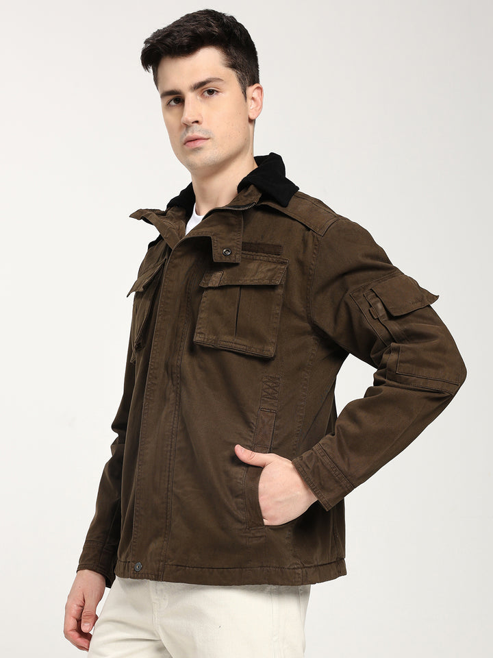 Classic Brown Utility Jacket for Men
