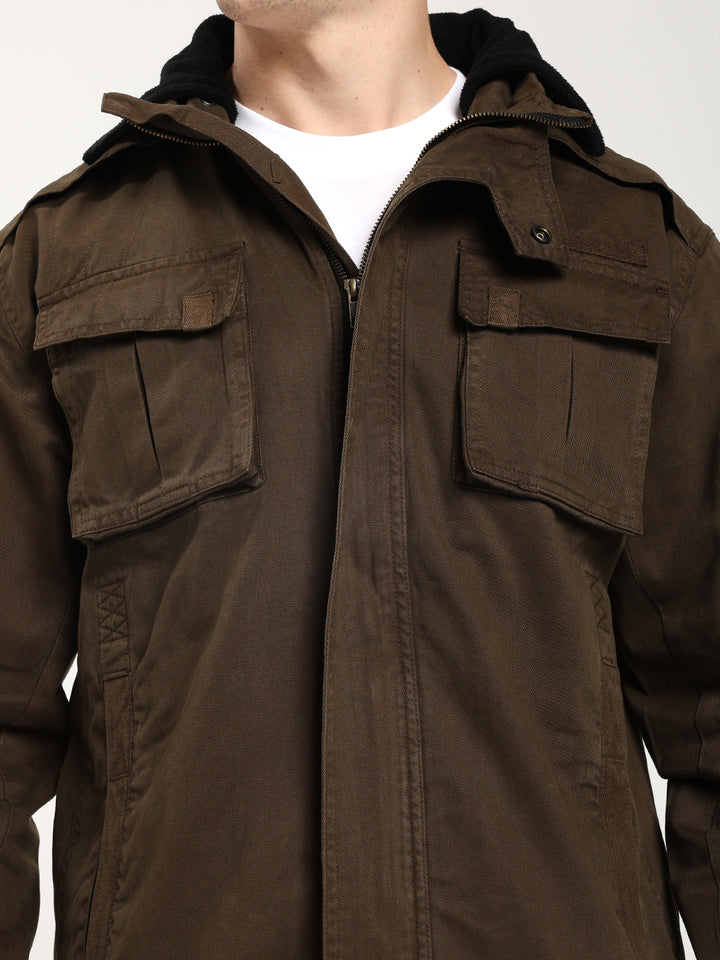 Classic Brown Utility Jacket for Men