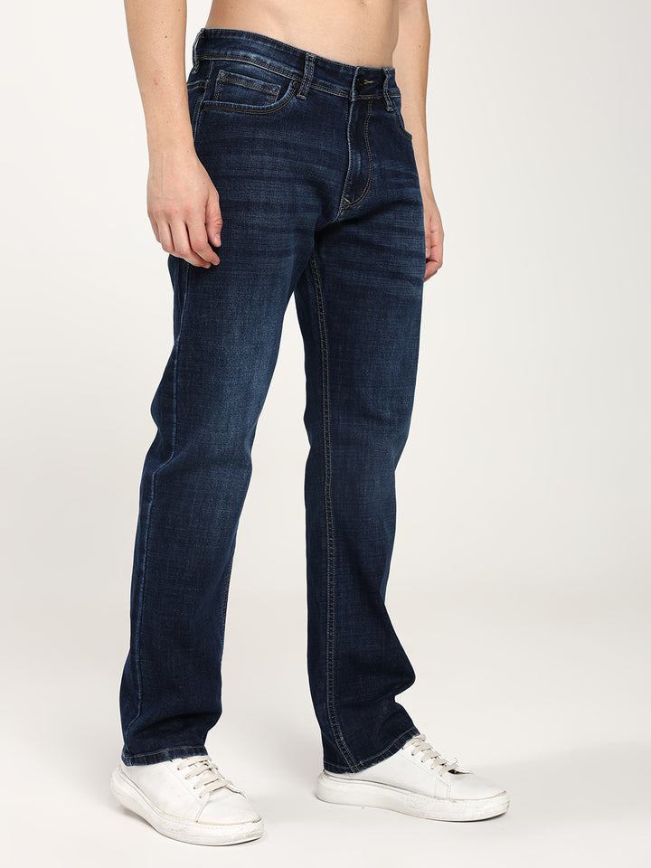 Men’s Dark Blue Straight Stretch Jeans