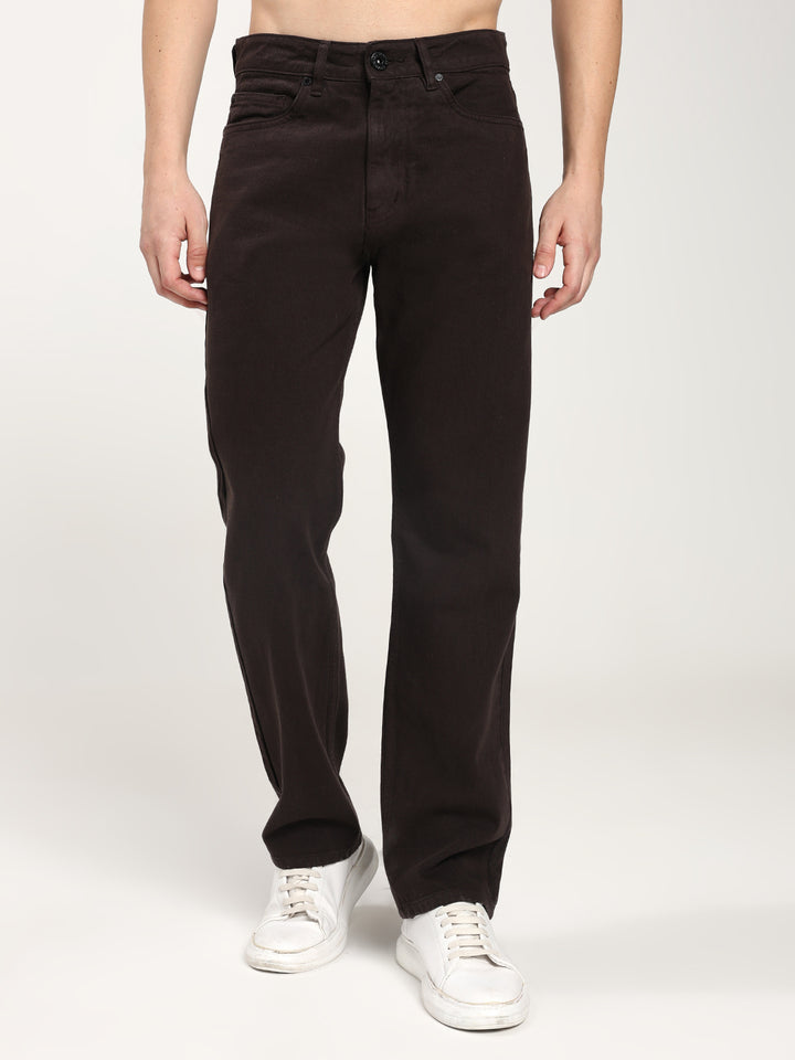 Men’s Dark Brown Straight Jeans