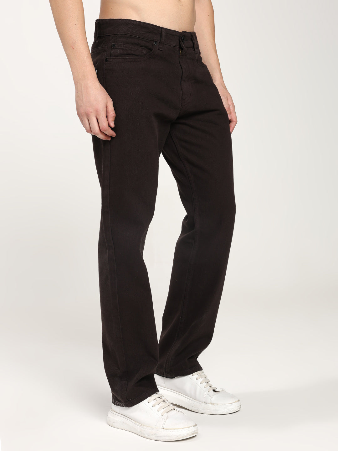 Men’s Dark Brown Straight Jeans