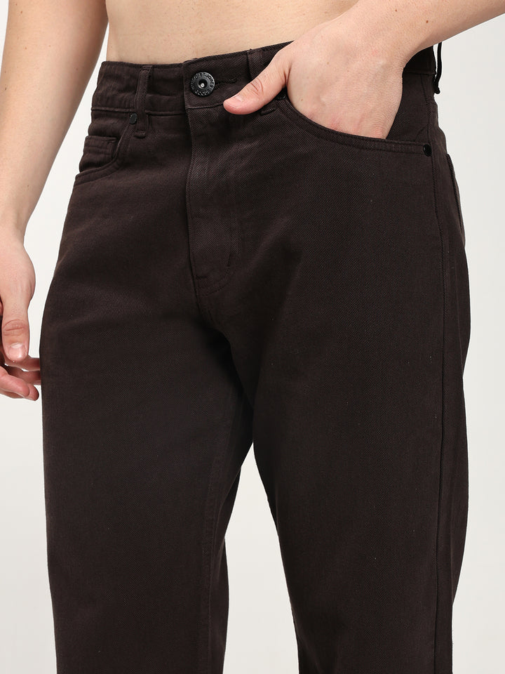 Men’s Dark Brown Straight Jeans