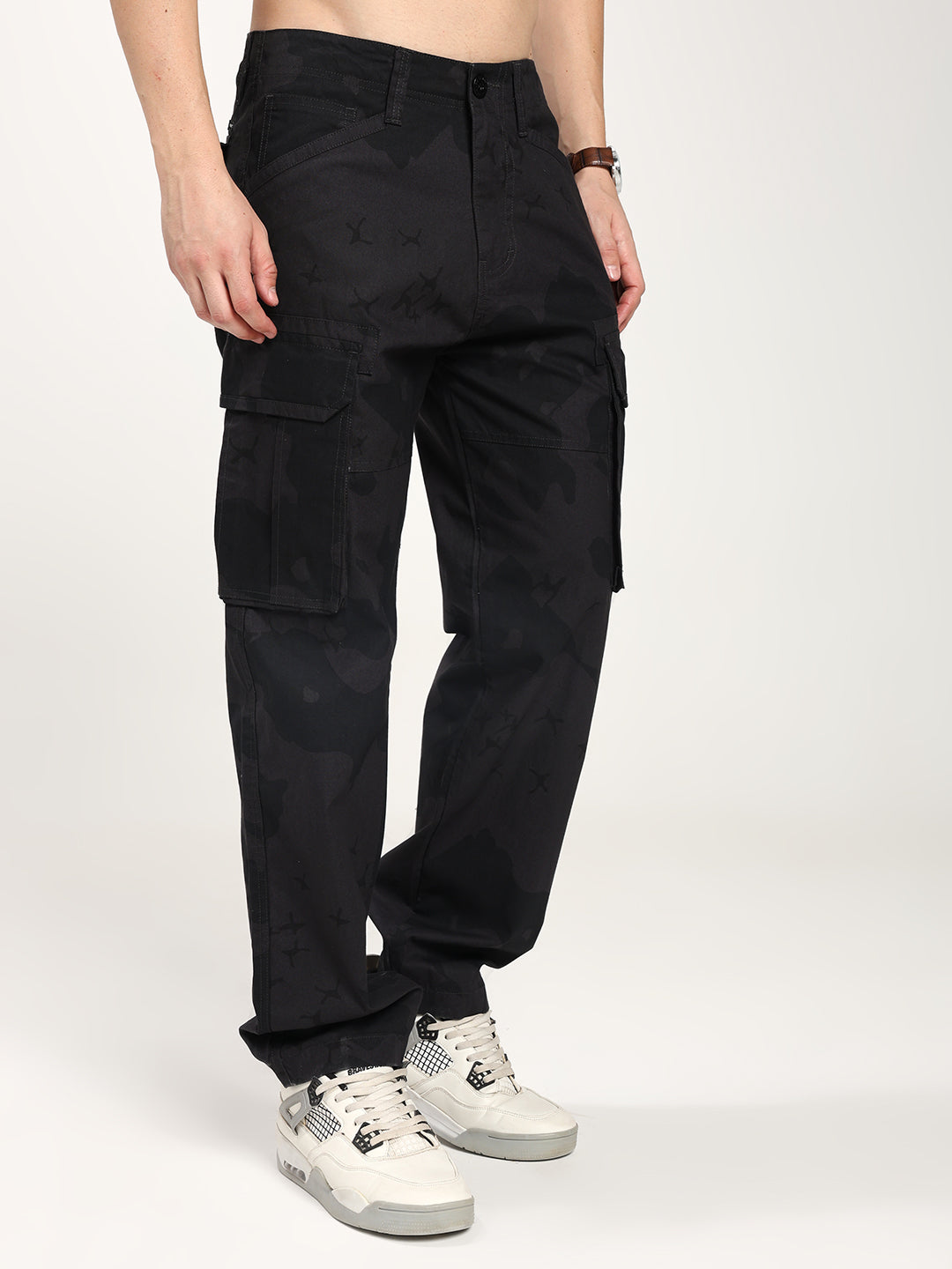 Men’s Black Camouflage Cargo Pants