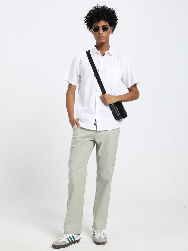 Saint jones slub sage green trousers