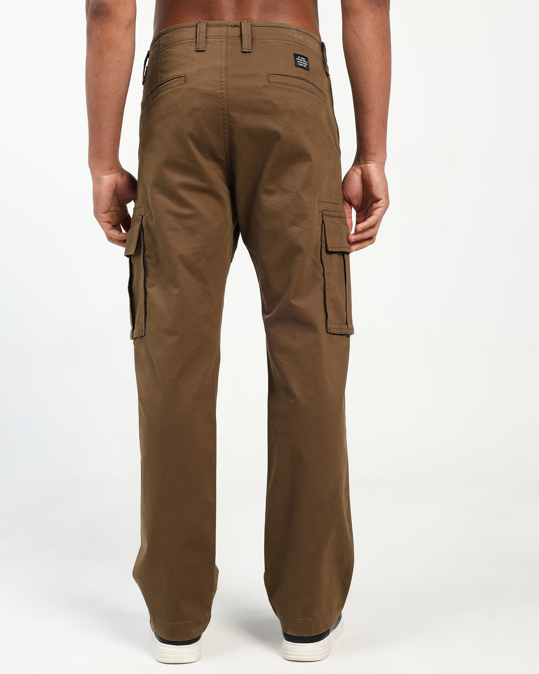 Brown cargo pants on a white background