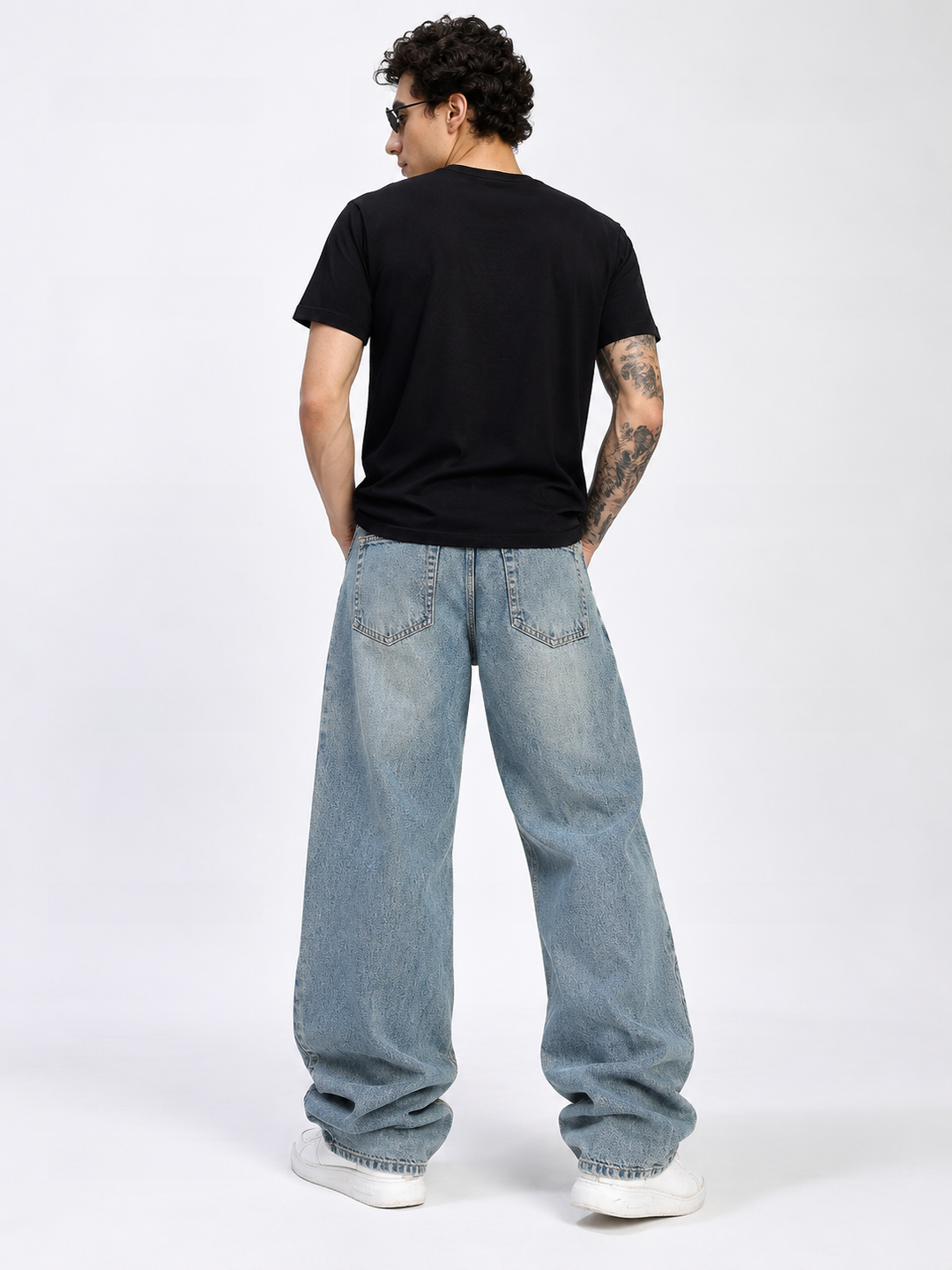 Men's Dusty Blue Baggy Fit Denim Jeans