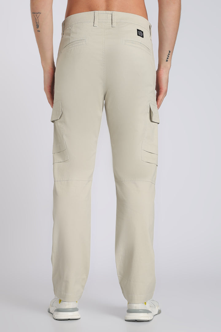 Men's Cream Casual Cargo Pant