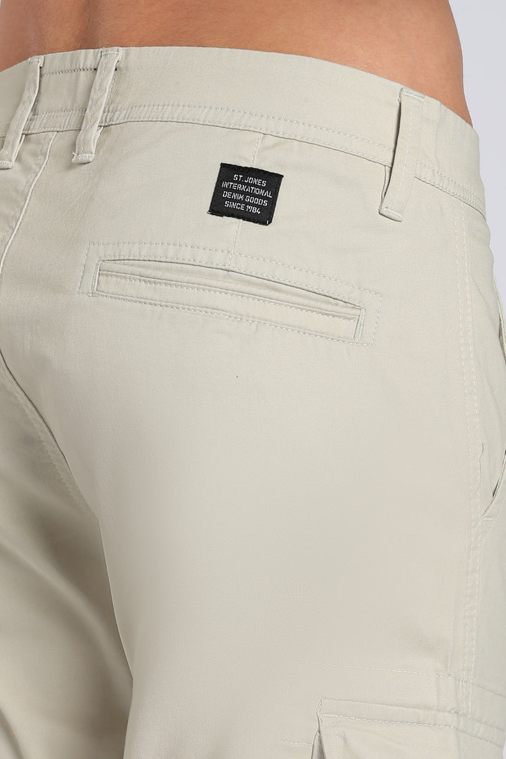 Men's Cream Casual Cargo Pant