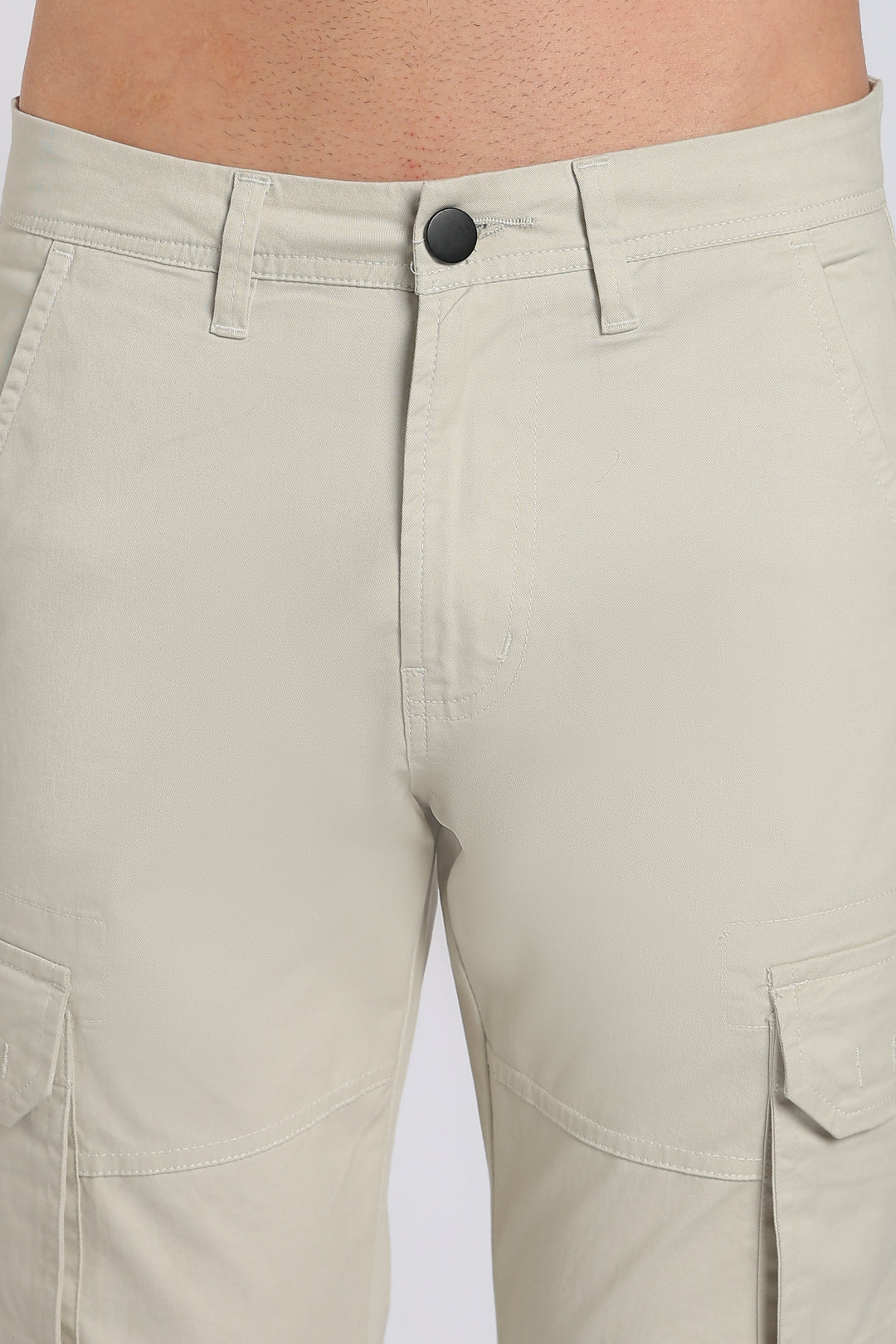 Men's Cream Casual Cargo Pant