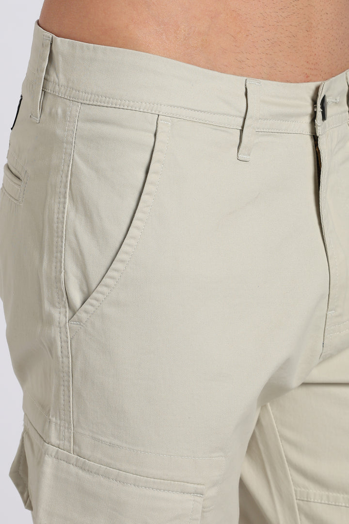 Men's Cream Casual Cargo Pant