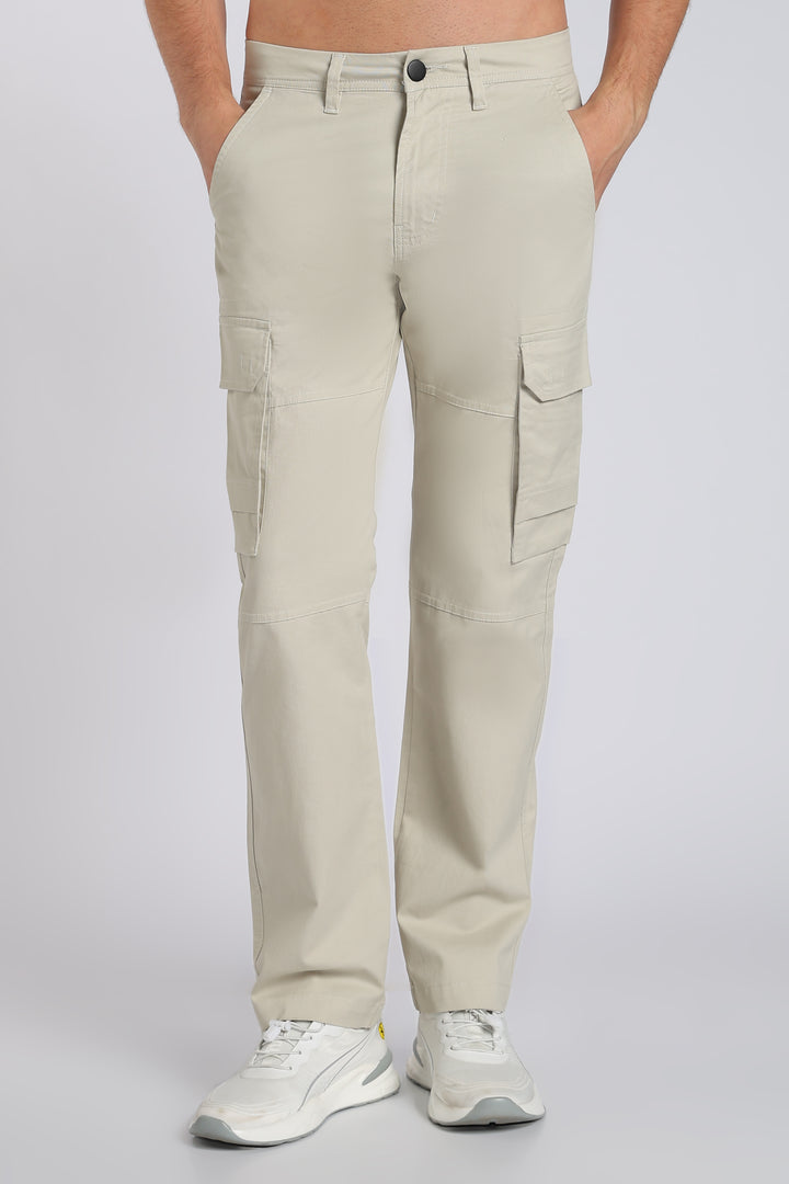 Men's Cream Casual Cargo Pant