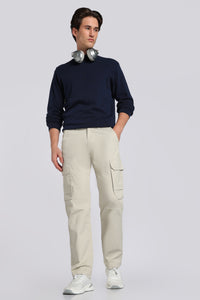Men's Cream Casual Cargo Pant