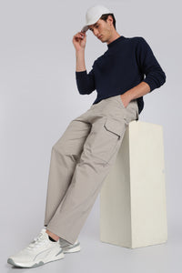 Men's Grey Cargo Pants Relaxed Fit