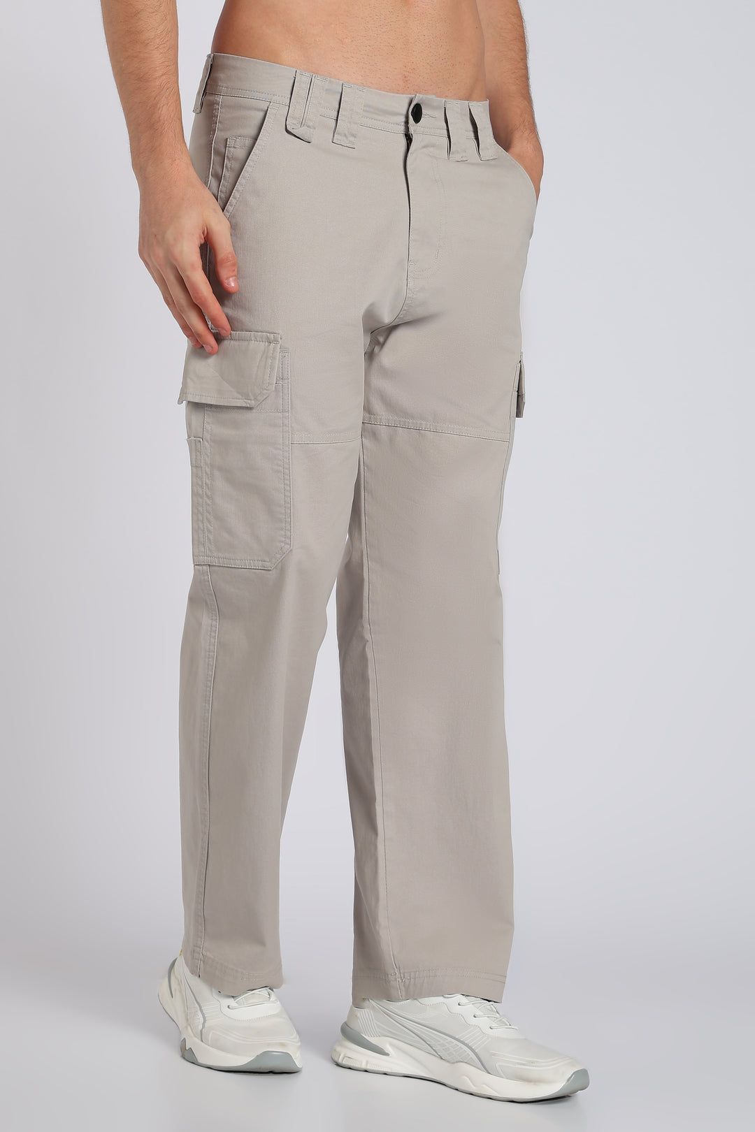 Men's Grey Cargo Pants Relaxed Fit