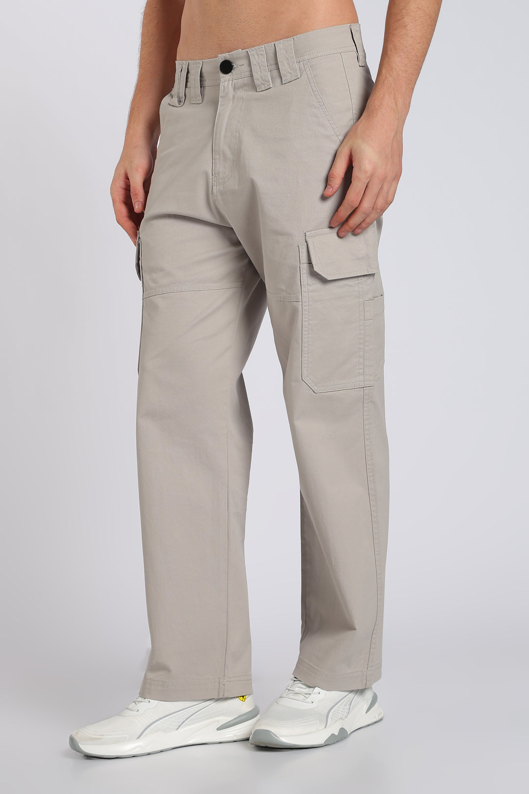 Men's Grey Cargo Pants Relaxed Fit