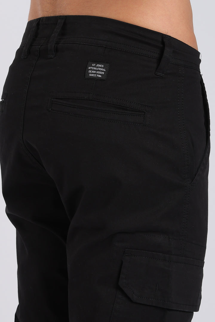 Men's Black Casual Cargo Pant