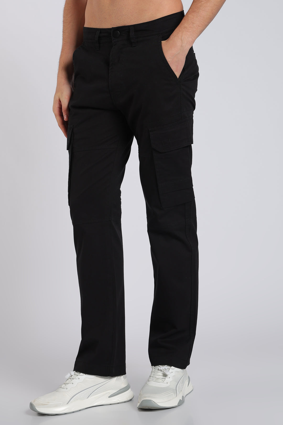 Men's Black Casual Cargo Pant