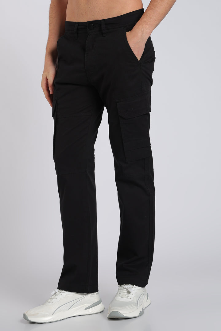 Men's Black Casual Cargo Pant
