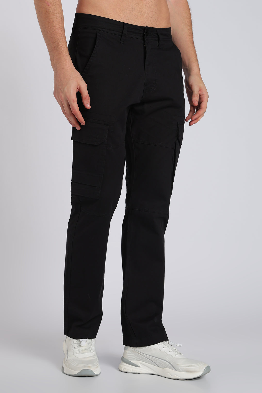 Men's Black Casual Cargo Pant