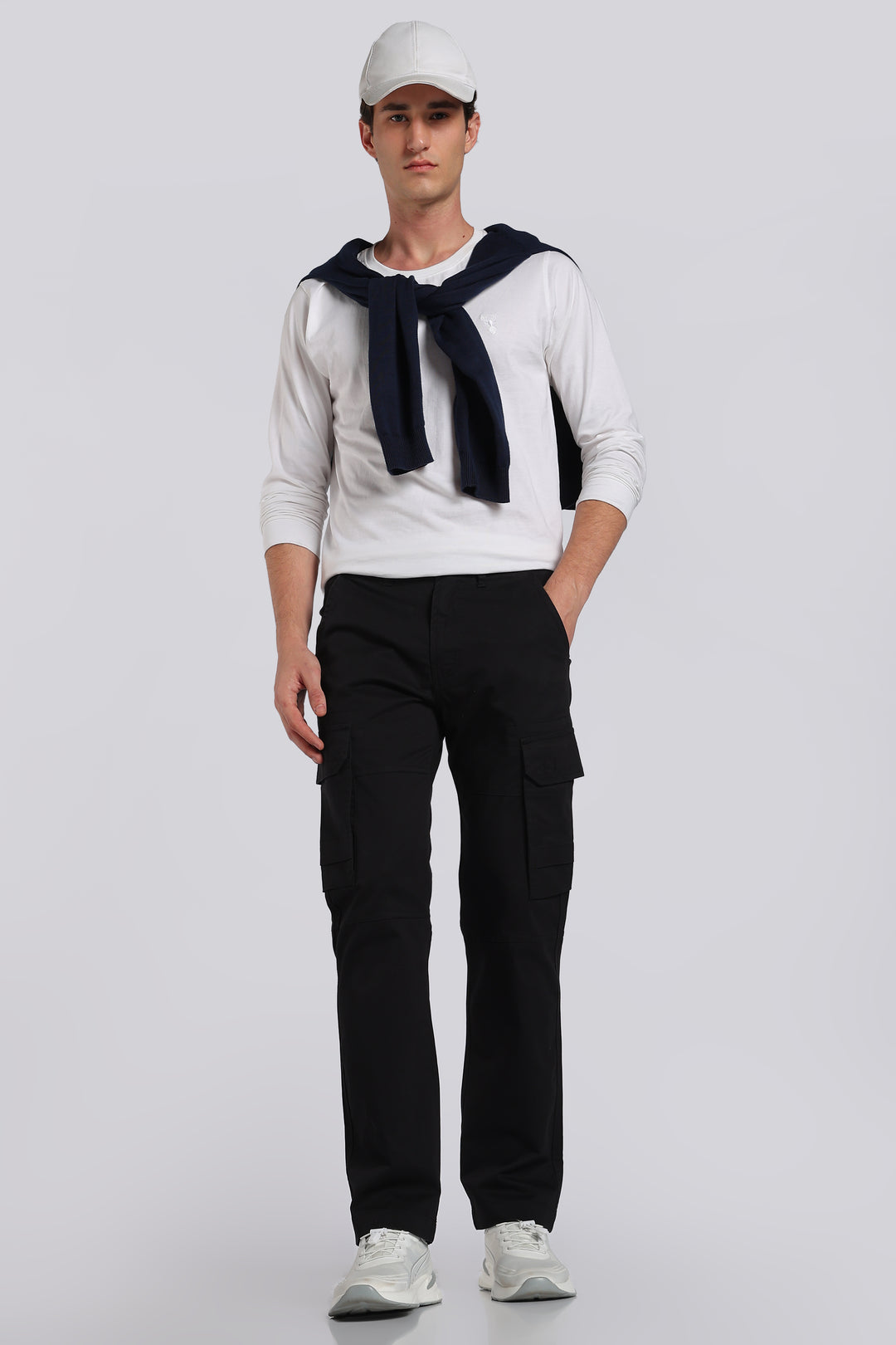 Men's Black Casual Cargo Pant