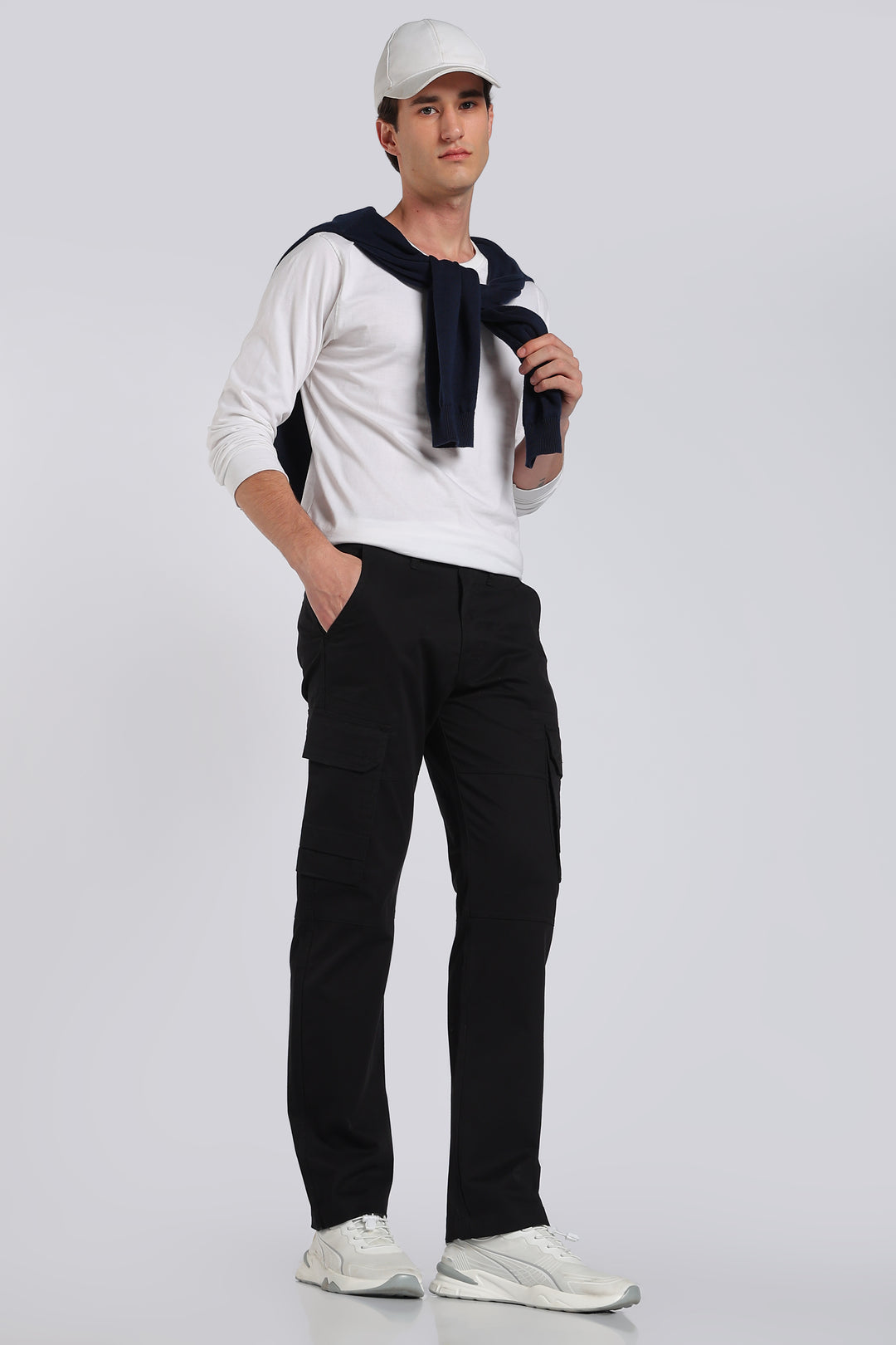 Men's Black Casual Cargo Pant