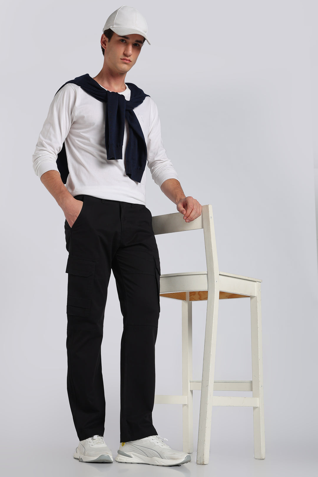 Men's Black Casual Cargo Pant