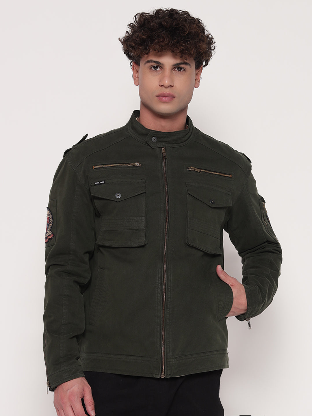 GREEN UTILITY JACKET.