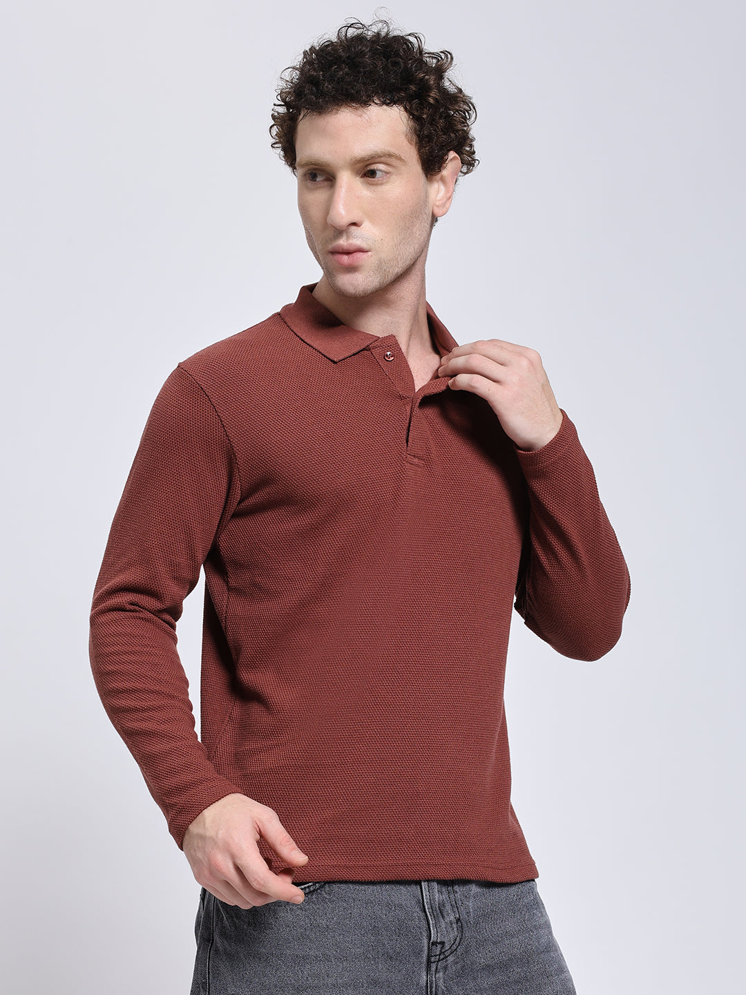 Men’s Classic Rust Full Sleeve Polo T-Shirt
