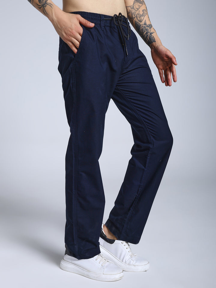 Navy blue elastic dobby travel jogger