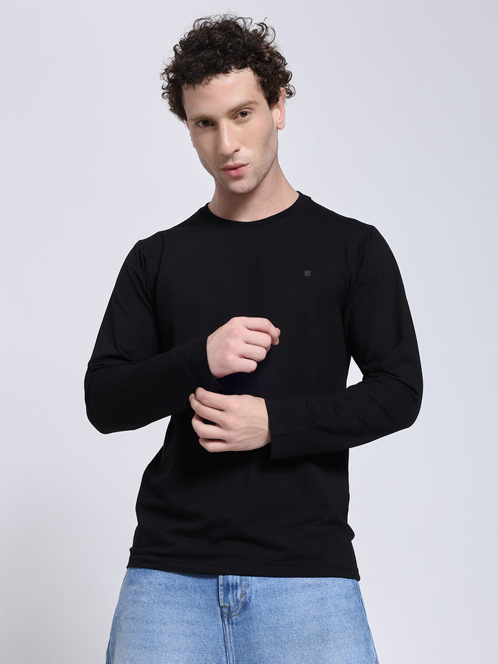 Men’s Solid Black Full Sleeve Lycra T-Shirt