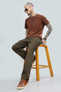 MEN'S BROWN STRAIGHT PANTS.