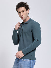 Men’s Aqua Teal Full Sleeve Polo T-Shirt
