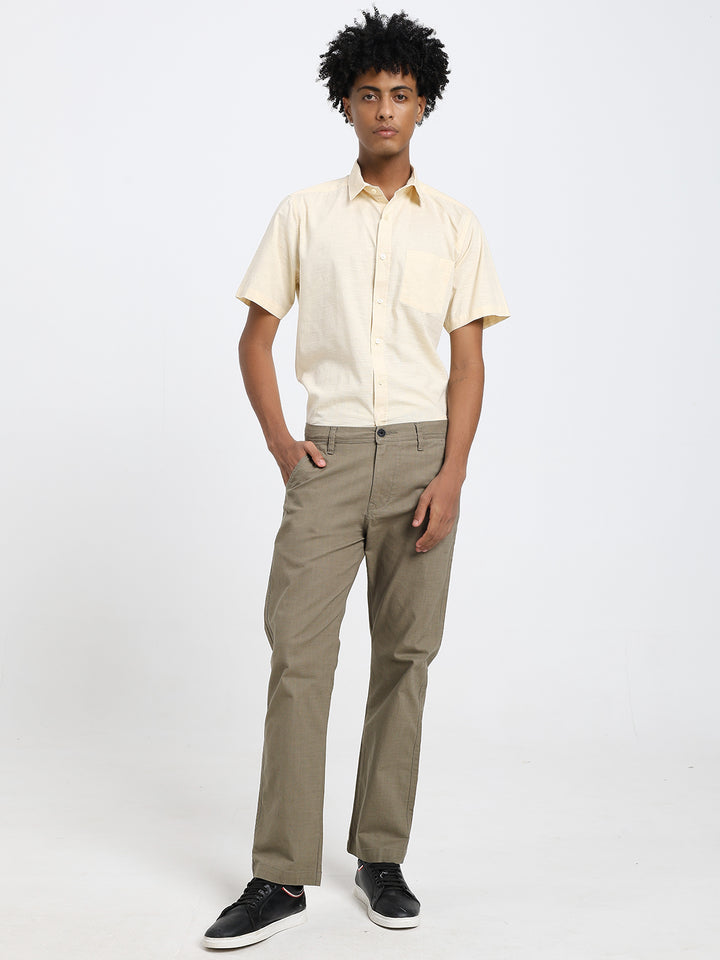 Canary yellow linen blend half shirt