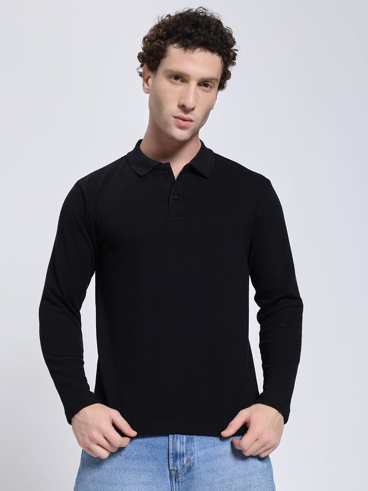 Men’s Black Full Sleeve Polo T-Shirt