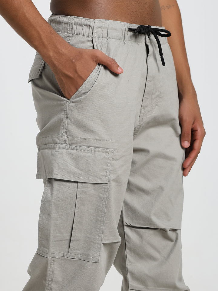 Men's Honeycomb weave straight fit light grey cargo