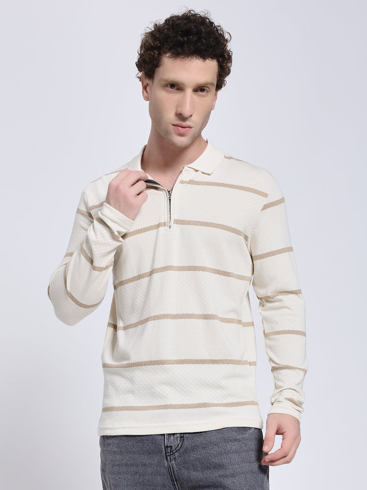 Full sleeve knitted pre-winter cream T-shirt