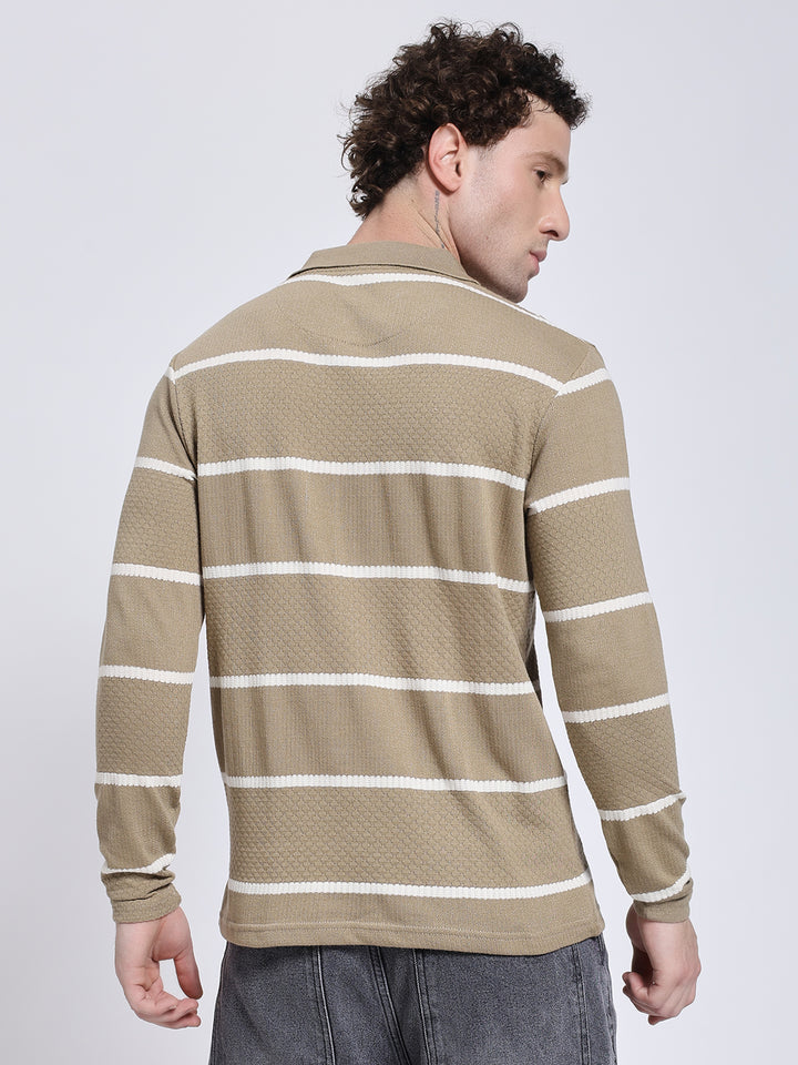 Full sleeve kneeted pre-winter beige T-shirt
