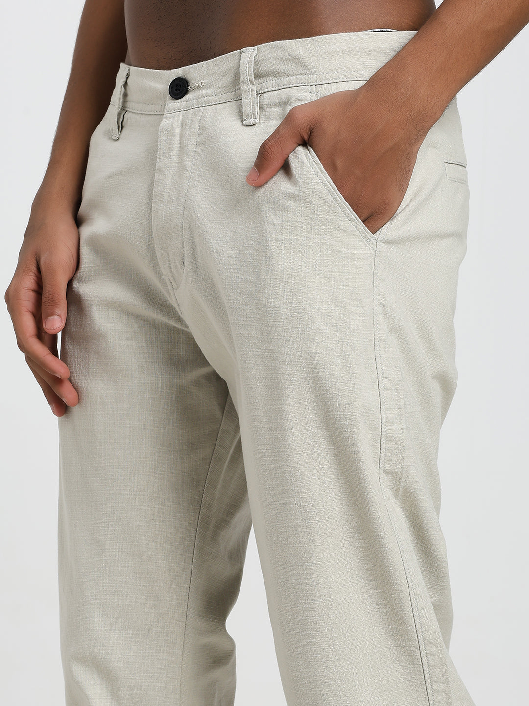 Saint jones slub light grey trousers